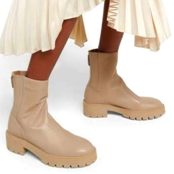 NWT$875 AQUAZZURA Saint Honoré Leather Combat Chunky Ankle Boots Sz 37, US 7 - Picture 3 of 16